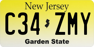 NJ license plate C34ZMY