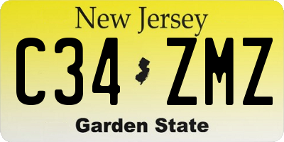 NJ license plate C34ZMZ