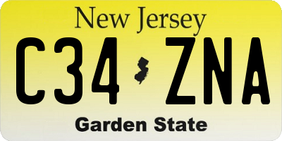 NJ license plate C34ZNA
