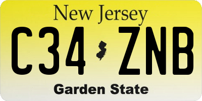 NJ license plate C34ZNB