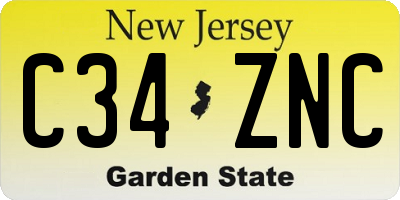 NJ license plate C34ZNC