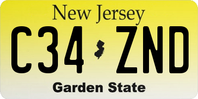 NJ license plate C34ZND