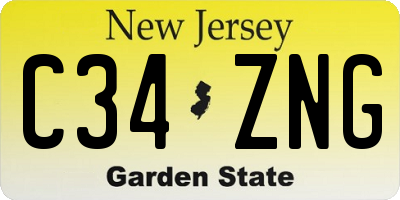 NJ license plate C34ZNG