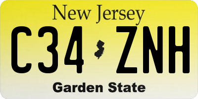 NJ license plate C34ZNH