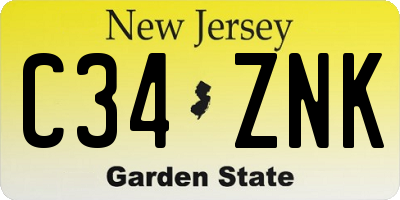 NJ license plate C34ZNK