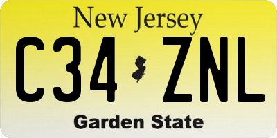 NJ license plate C34ZNL