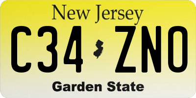 NJ license plate C34ZNO