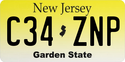NJ license plate C34ZNP