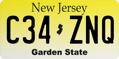 NJ license plate C34ZNQ