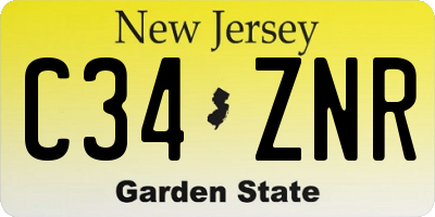 NJ license plate C34ZNR