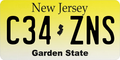 NJ license plate C34ZNS