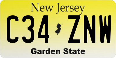 NJ license plate C34ZNW