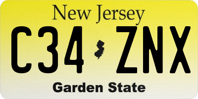 NJ license plate C34ZNX