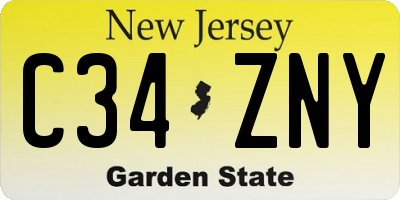 NJ license plate C34ZNY