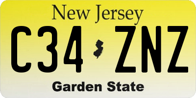 NJ license plate C34ZNZ