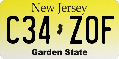 NJ license plate C34ZOF
