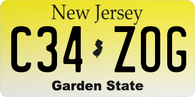 NJ license plate C34ZOG