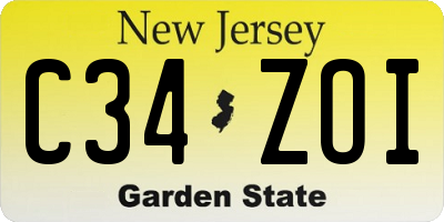 NJ license plate C34ZOI