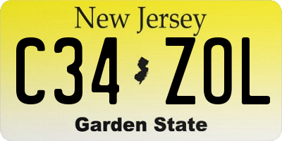 NJ license plate C34ZOL