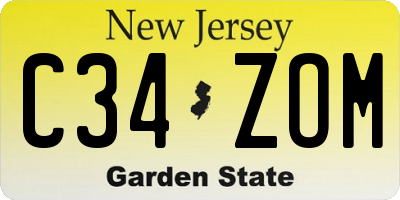 NJ license plate C34ZOM