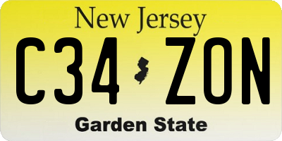 NJ license plate C34ZON