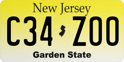 NJ license plate C34ZOO