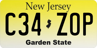 NJ license plate C34ZOP