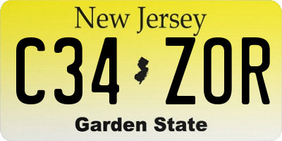 NJ license plate C34ZOR