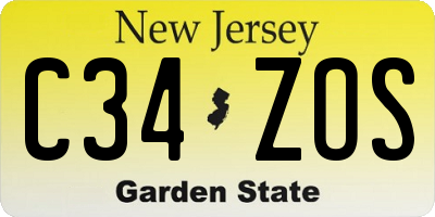 NJ license plate C34ZOS
