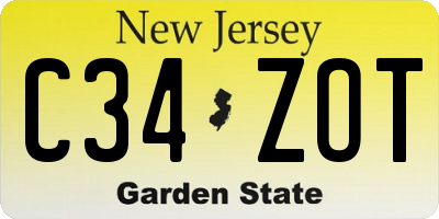 NJ license plate C34ZOT