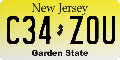 NJ license plate C34ZOU