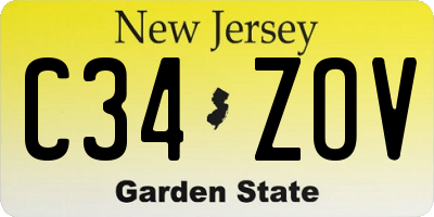 NJ license plate C34ZOV