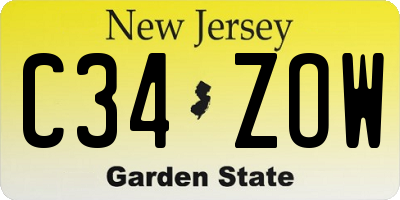 NJ license plate C34ZOW