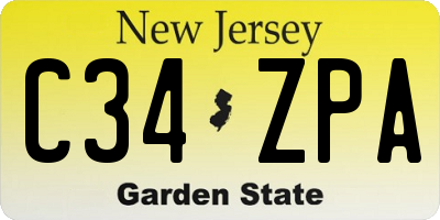 NJ license plate C34ZPA