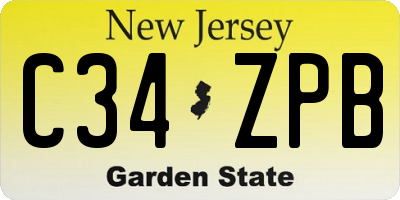 NJ license plate C34ZPB