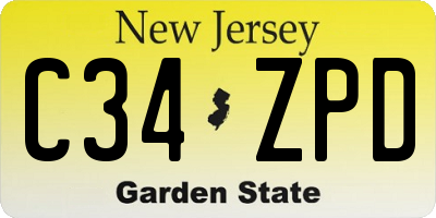 NJ license plate C34ZPD