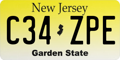NJ license plate C34ZPE