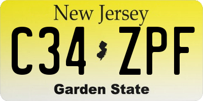 NJ license plate C34ZPF