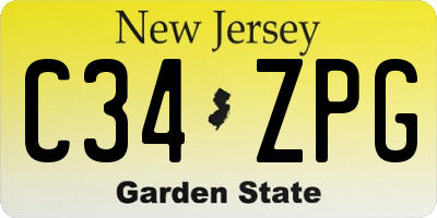 NJ license plate C34ZPG
