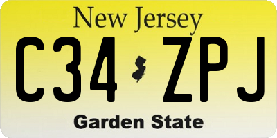 NJ license plate C34ZPJ