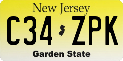 NJ license plate C34ZPK