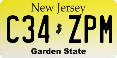 NJ license plate C34ZPM