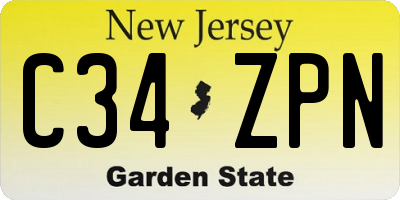 NJ license plate C34ZPN