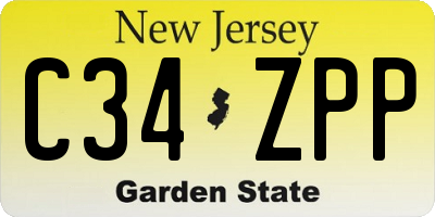 NJ license plate C34ZPP