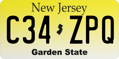 NJ license plate C34ZPQ