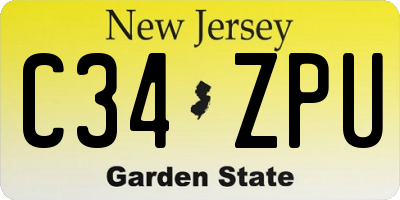 NJ license plate C34ZPU