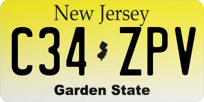 NJ license plate C34ZPV