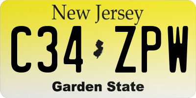 NJ license plate C34ZPW