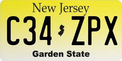 NJ license plate C34ZPX