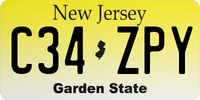 NJ license plate C34ZPY